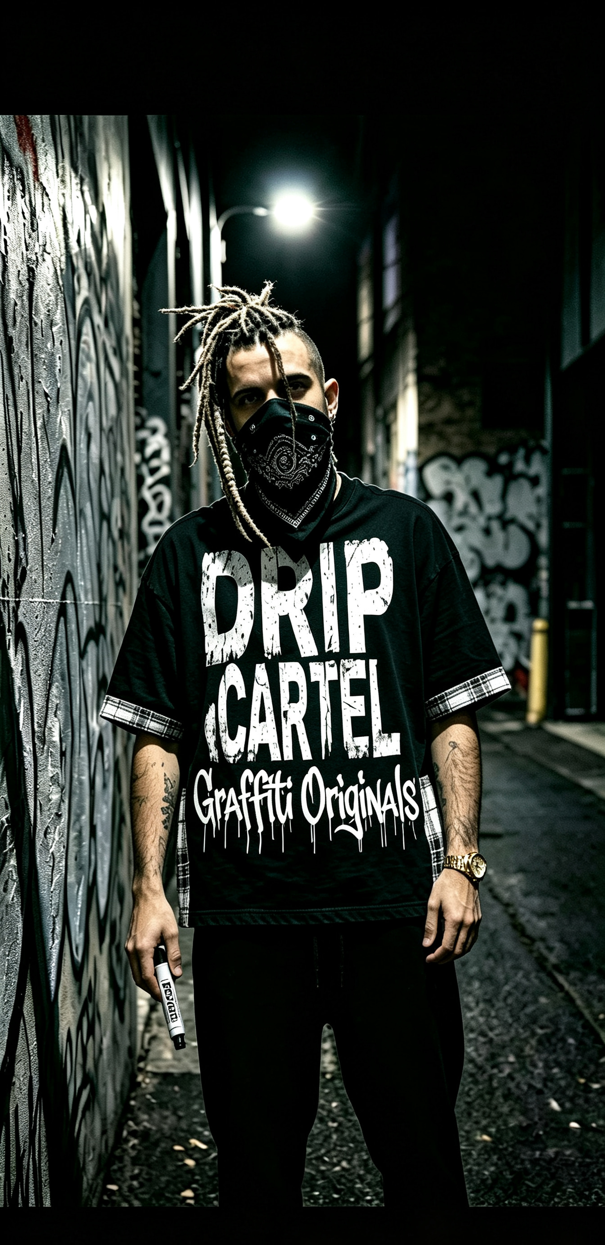 Drip Cartel plaid paneled oversized tee — alley lifestyle front